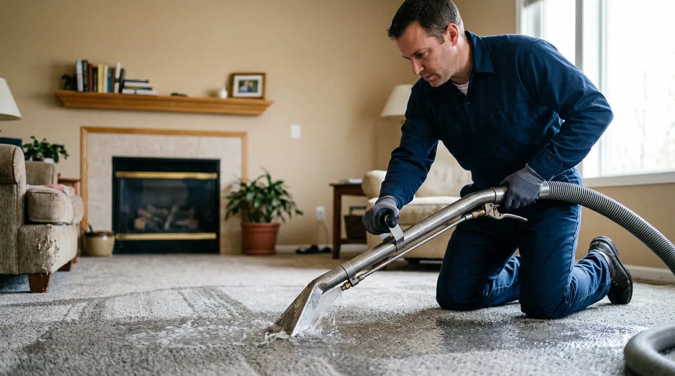 Water damage restoration technician working near Winston, MO